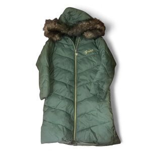 G-unit Kids Youth Girls' Dark Olive Green Faux Fur Puffer Jacket SZ S Flaw